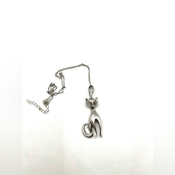 Cat with fish Pendant Adorable cat /kitten necklace Large Oversized Cat 18” - Picture 7 of 12